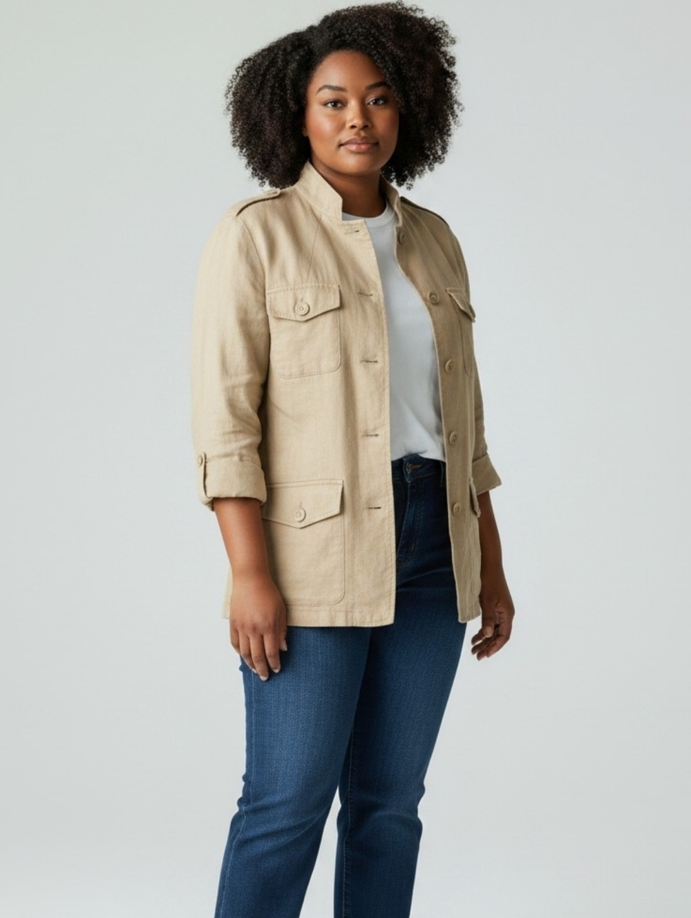 Coldwater Creek Linen Blend Safari Jacket – Size 14 (L)